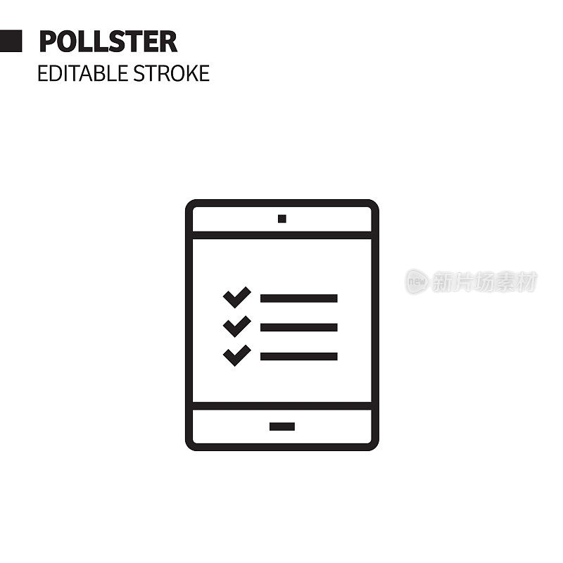 民意测验线图标，轮廓向量符号插图。