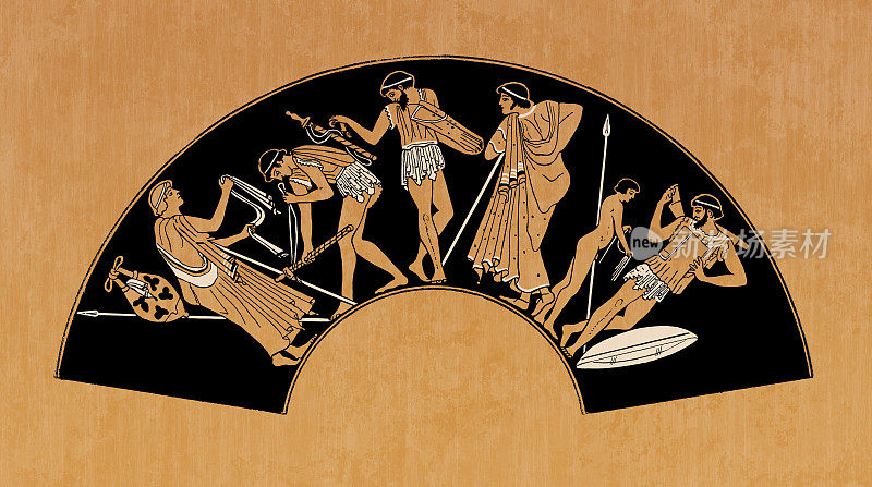 希腊花瓶，展示希腊奥林匹亚的运动员或埃弗伯斯