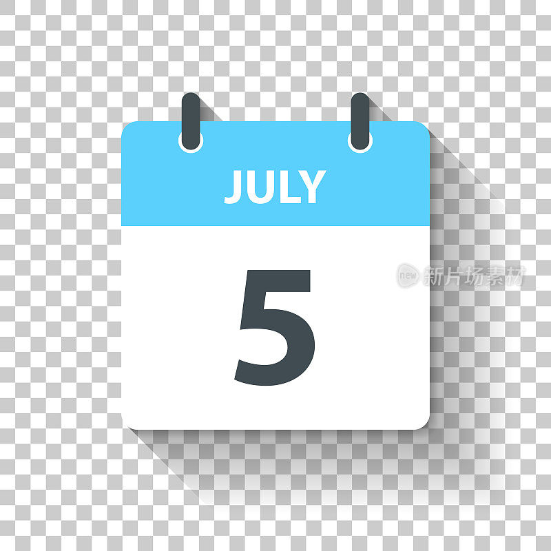 7月5日-日日历图标在平面设计风格