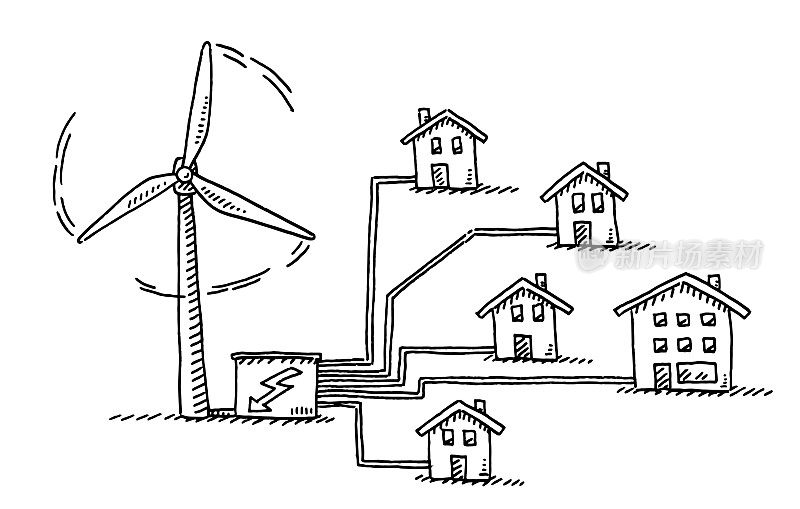 自给自足的风力发电机和建筑图纸