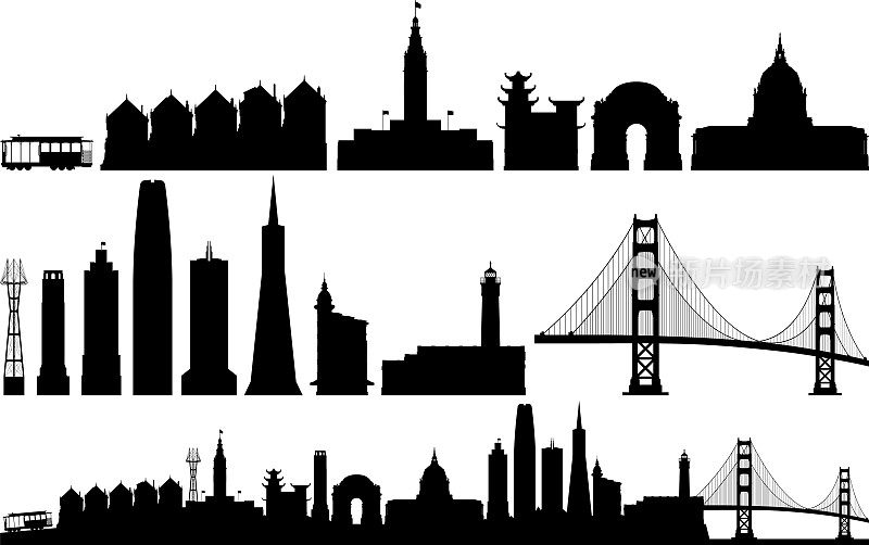 旧金山(所有建筑都是完整的和可移动的)