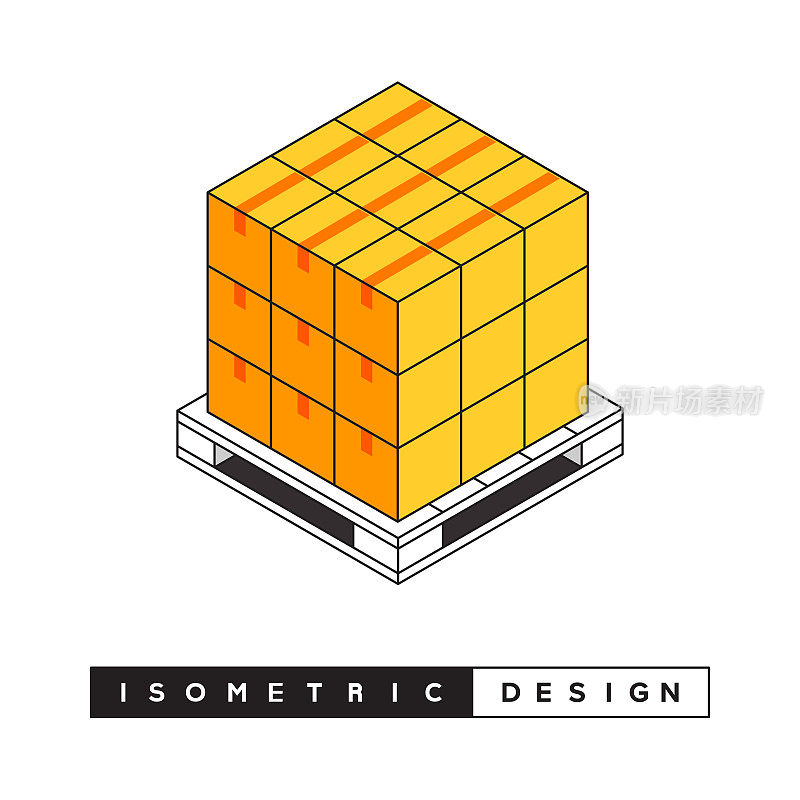 货物箱概念等距网横幅，海报，封面和横幅的三维设计