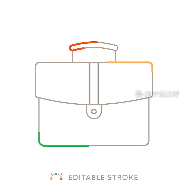 公文包多色线图标与可编辑的Stroke