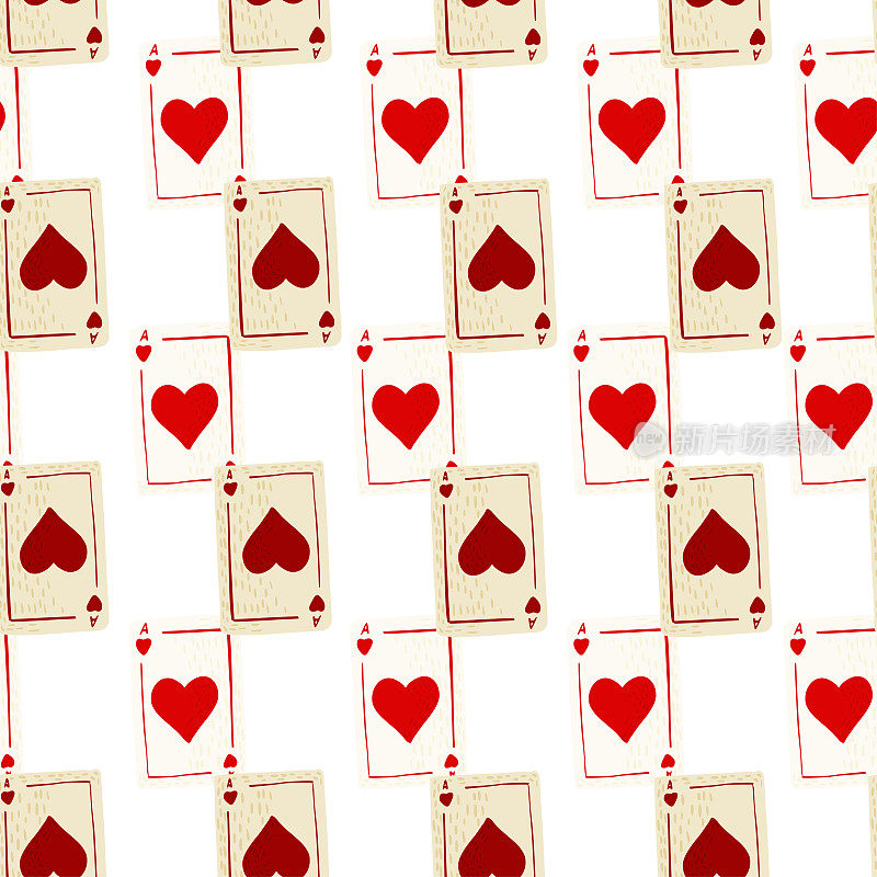 游戏卡牌无缝模式。设计赌博。涂鸦风格的重复纹理。