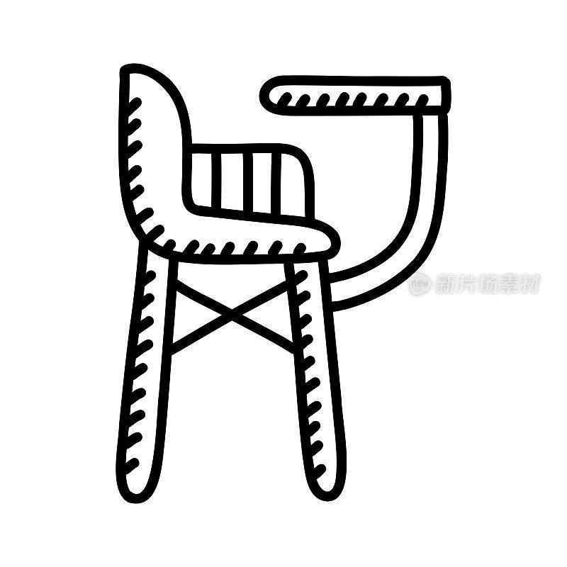 高椅子手绘图标，涂鸦风格矢量插图