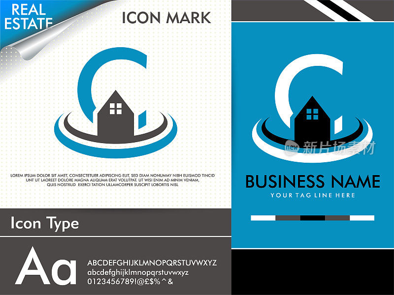抽象创意字母C和简约极简的楼盘logo