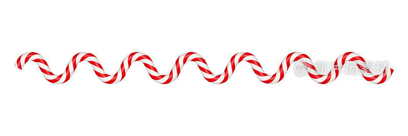 圣诞糖果手杖圈框红白条纹。圣诞花边条纹糖果棒棒糖图案。空白的圣诞节和新年模板。矢量插图孤立在白色背景上