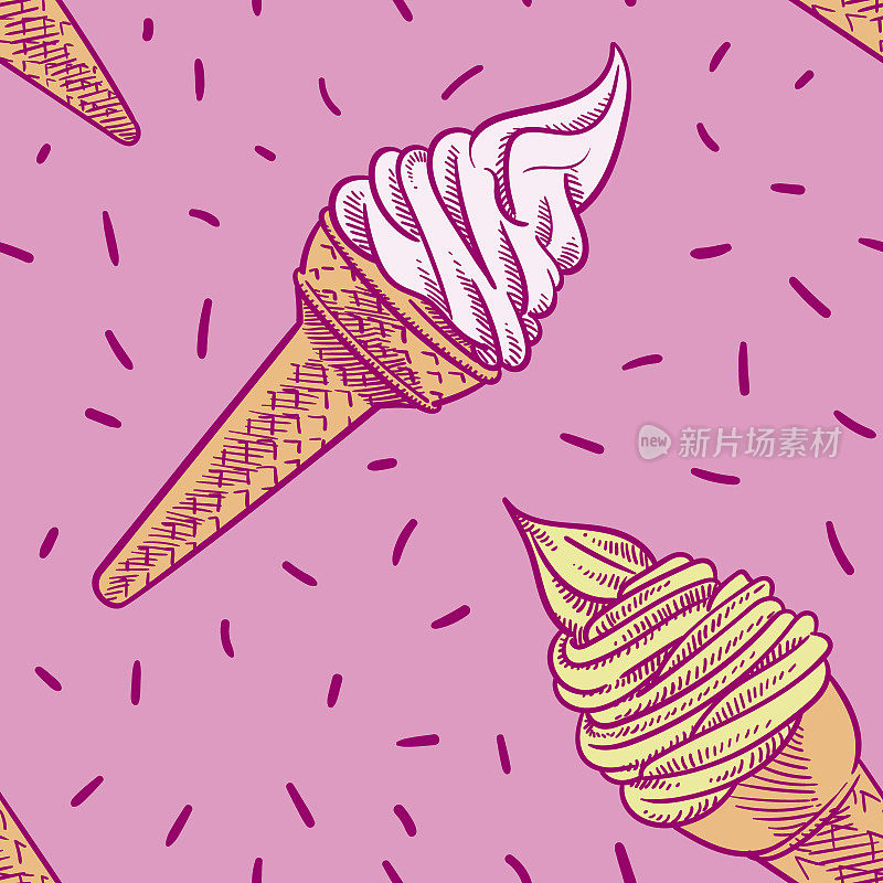 冰淇淋背景无缝图案