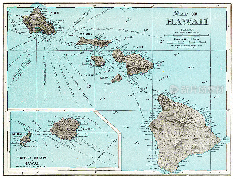 1899年的夏威夷群岛地图