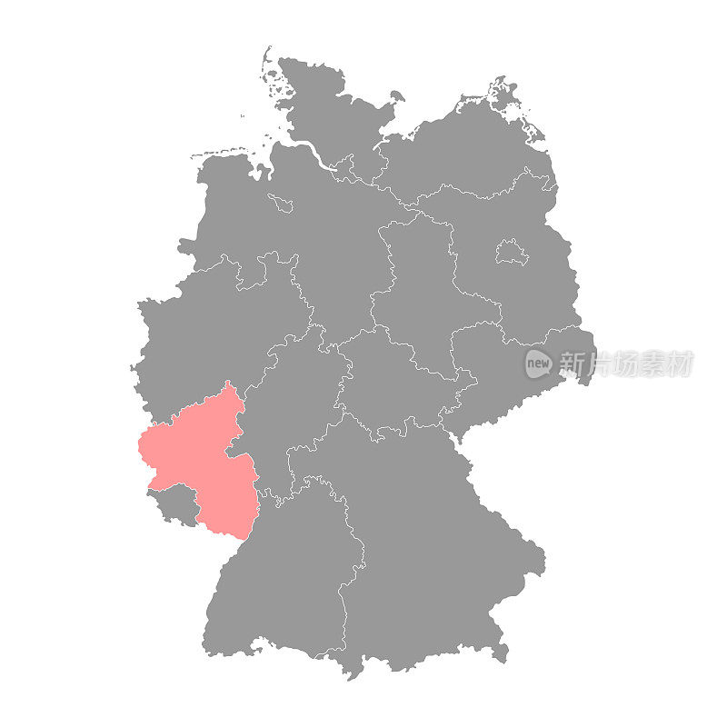 莱茵兰-普法尔茨州地图。矢量插图。