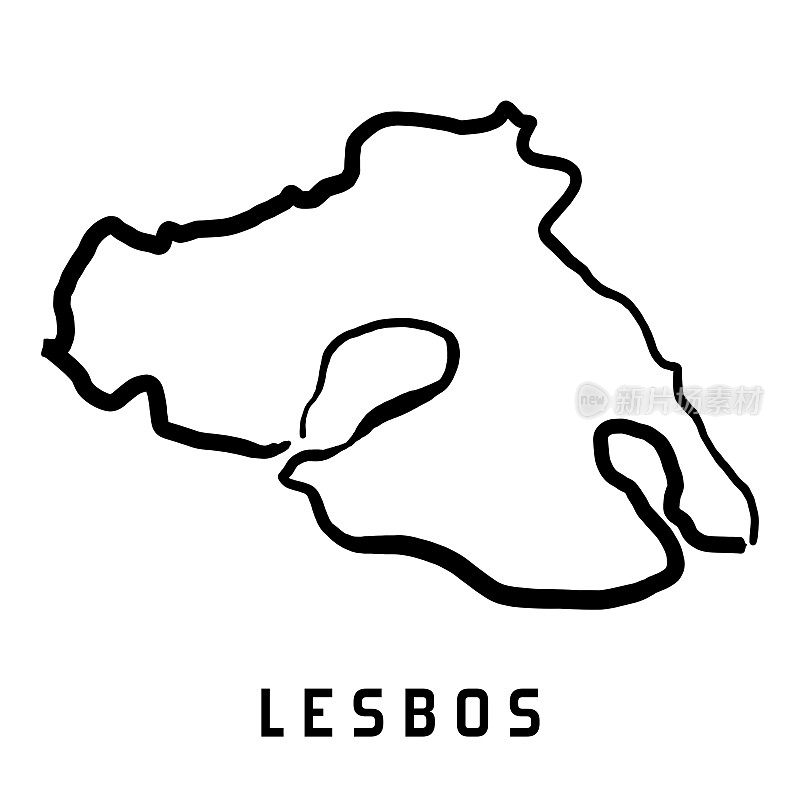 莱斯博斯岛简单的轮廓矢量地图