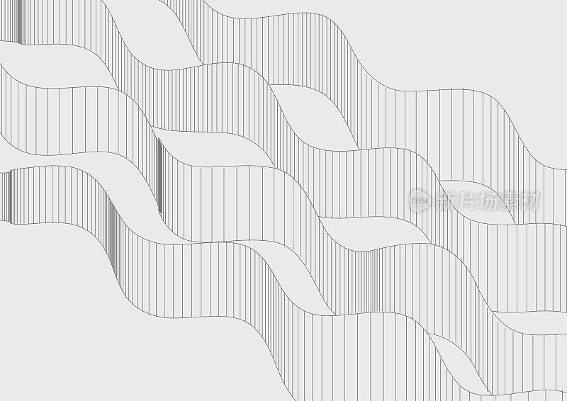抽象黑白运动波条纹线极简设计背景