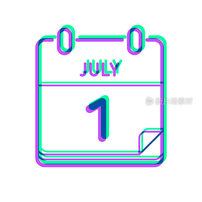 7月1日。图标与两种颜色叠加在白色背景上