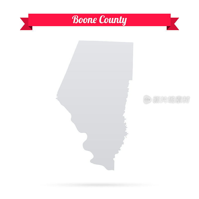 布恩县，密苏里州。白底红旗地图