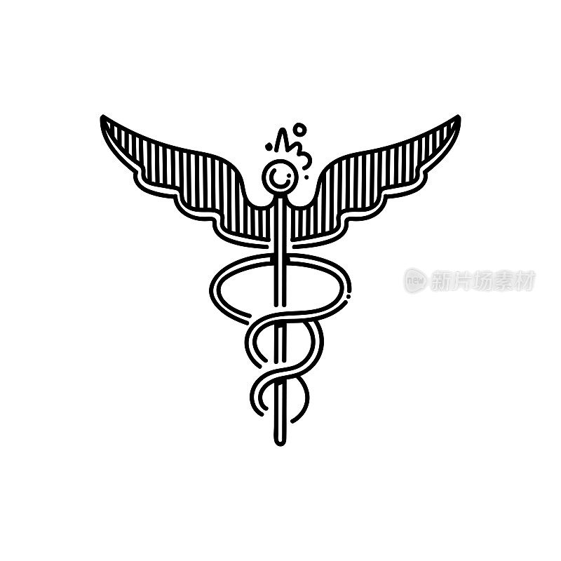 医学线图标，草图设计，像素完美，可编辑的笔画。标志、标志、符号。