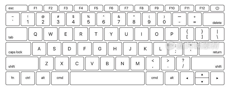 笔记本电脑键盘-矢量插图模板