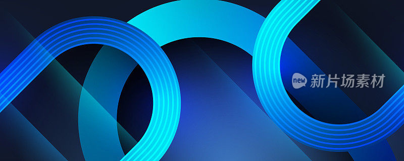现代未来主义的深蓝色发光圆线抽象背景设计