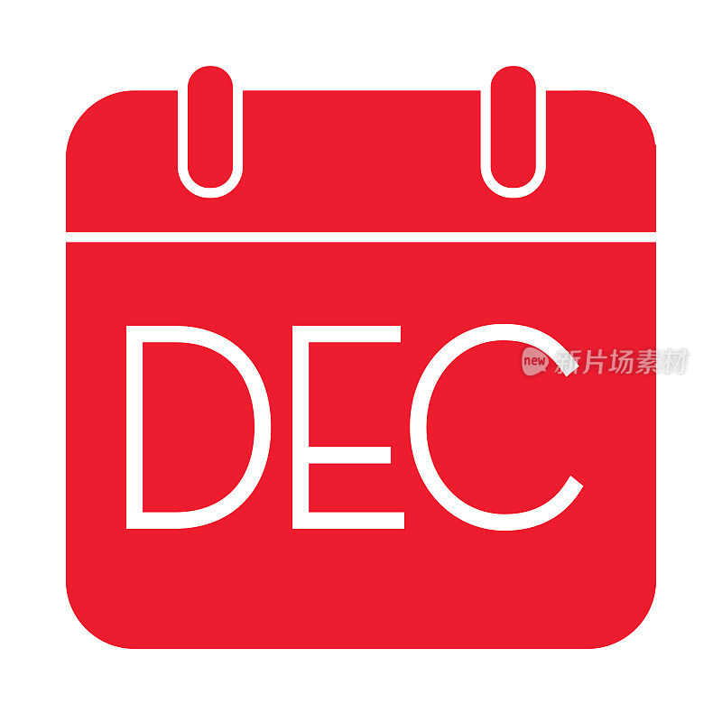 圣诞假期季节十二月日历垫彩色图标在白色的背景