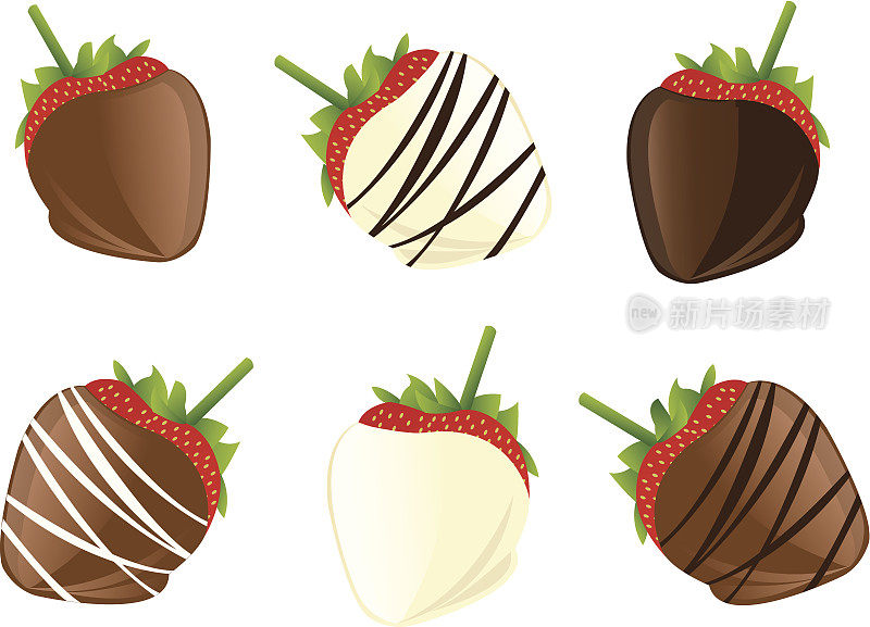 草莓蘸黑巧克力和白巧克力的动画