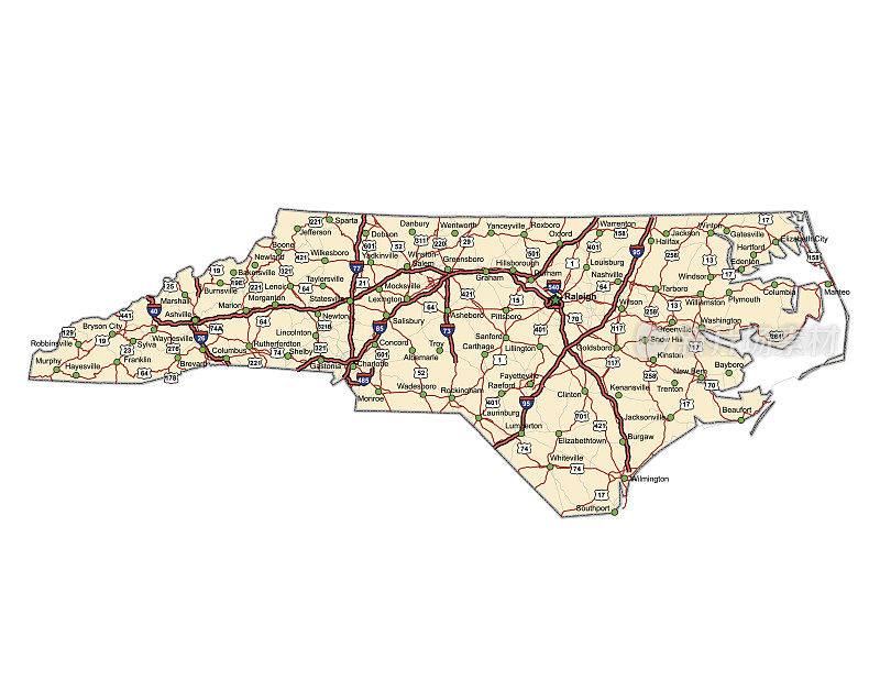 北卡罗来纳州公路地图