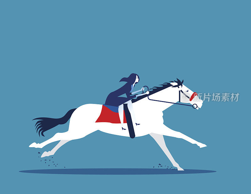 女商人骑马。概念业务矢量插图。