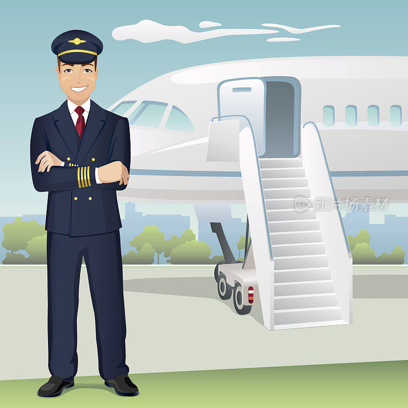 商业航空公司飞行员与飞机的背景