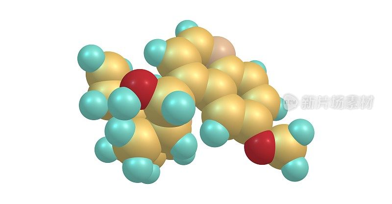 奎宁分子结构孤立于白色