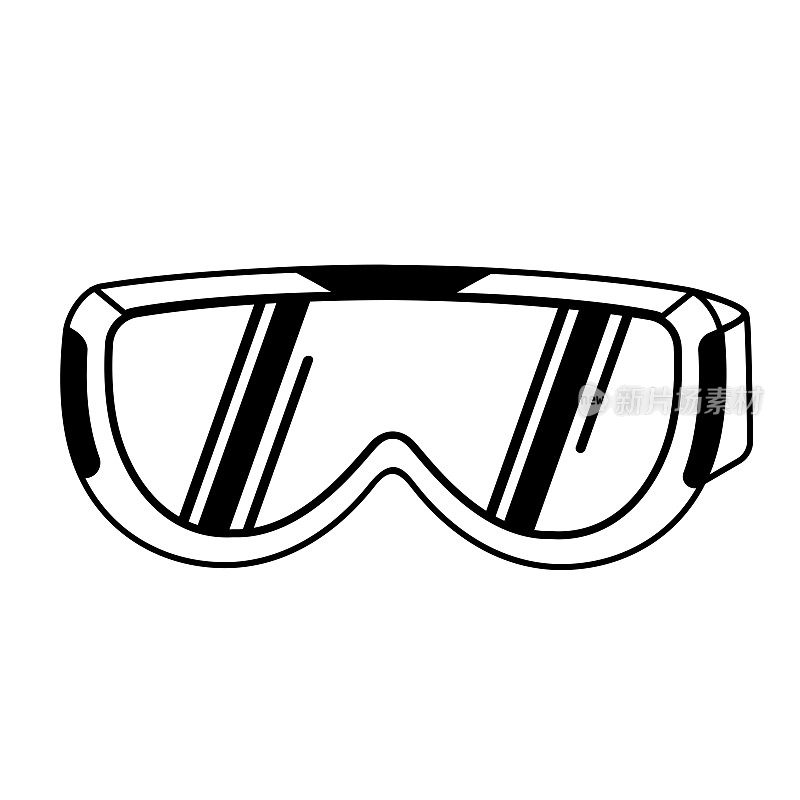 滑雪护目镜。冬季运动的库存。保护眼睛