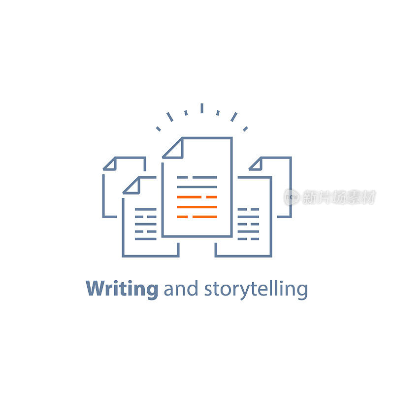 合同条款、文件文件、写作和讲故事概念、简要总结