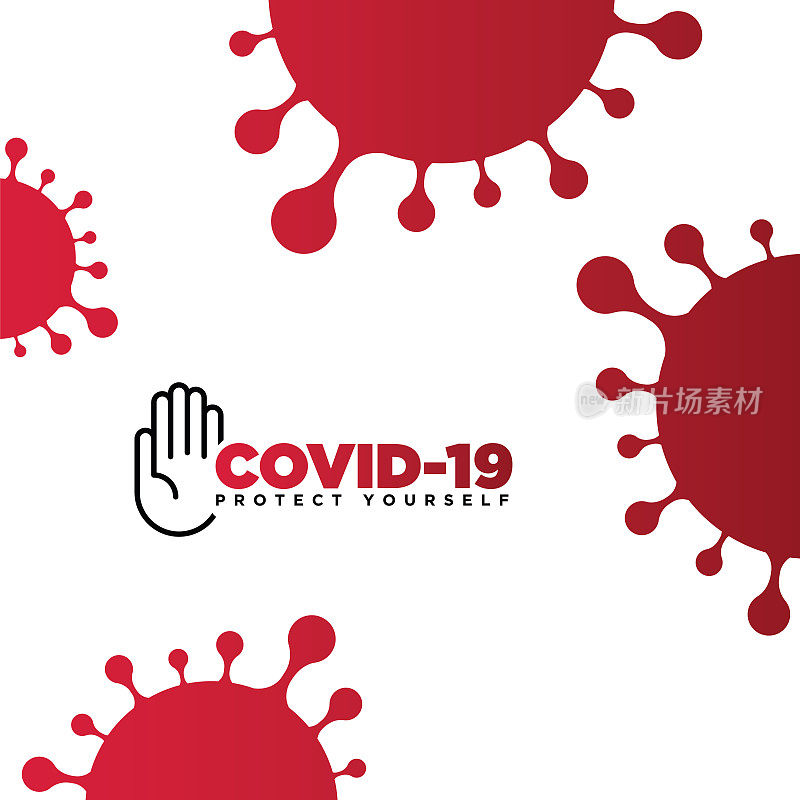 COVID-19流感作为危险流感毒株的案例作为大流行概念横幅平面样式插图，COVID-19库存插图