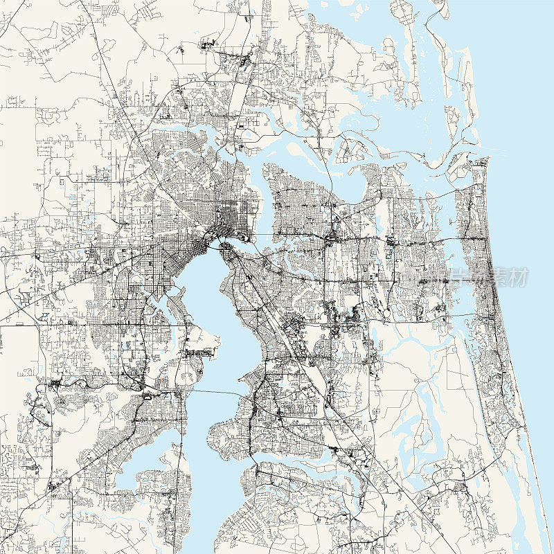 杰克逊维尔，佛罗里达矢量地图
