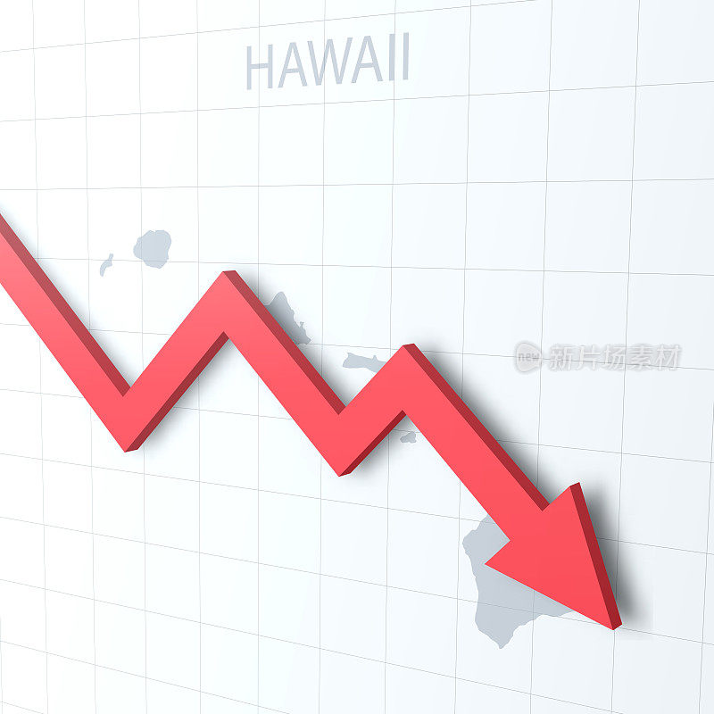 下落的红色箭头与夏威夷地图的背景
