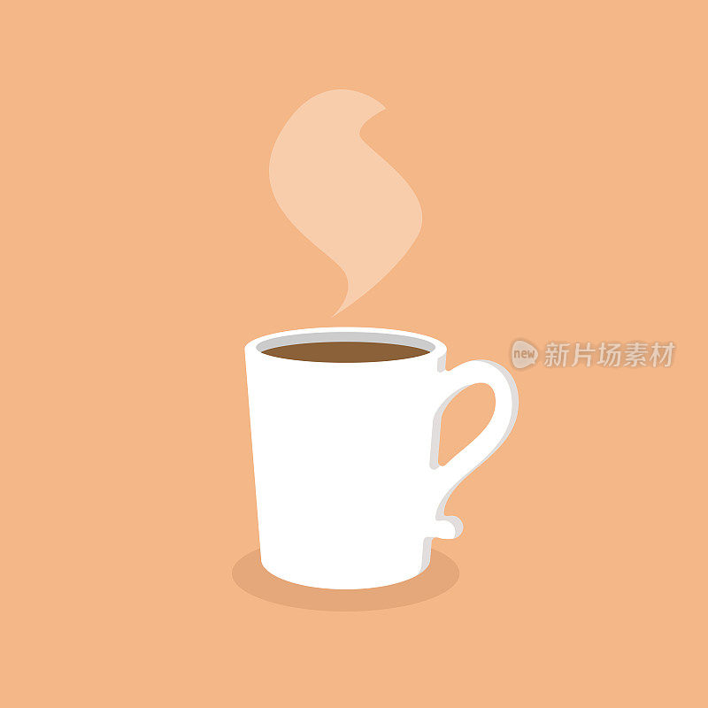 白咖啡杯平面设计。