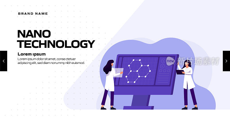纳米技术概念矢量插图网站横幅，广告和营销材料，在线广告，商业演示等。