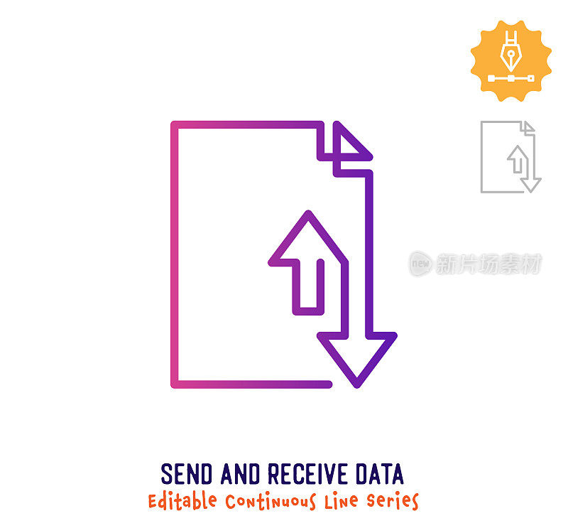 发送和接收数据连续线可编辑的笔触图标