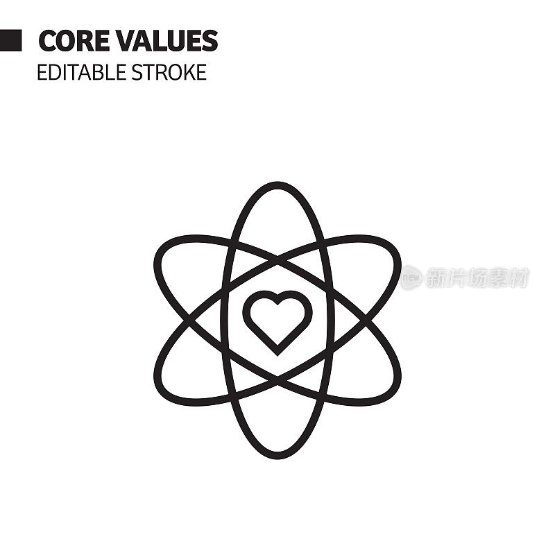 核心价值线图标,轮廓矢量符号说明。