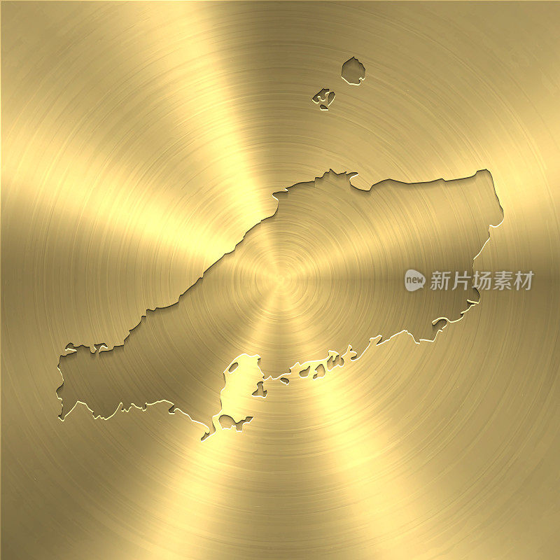 Chugoku地图上的金色背景-圆形拉丝金属纹理