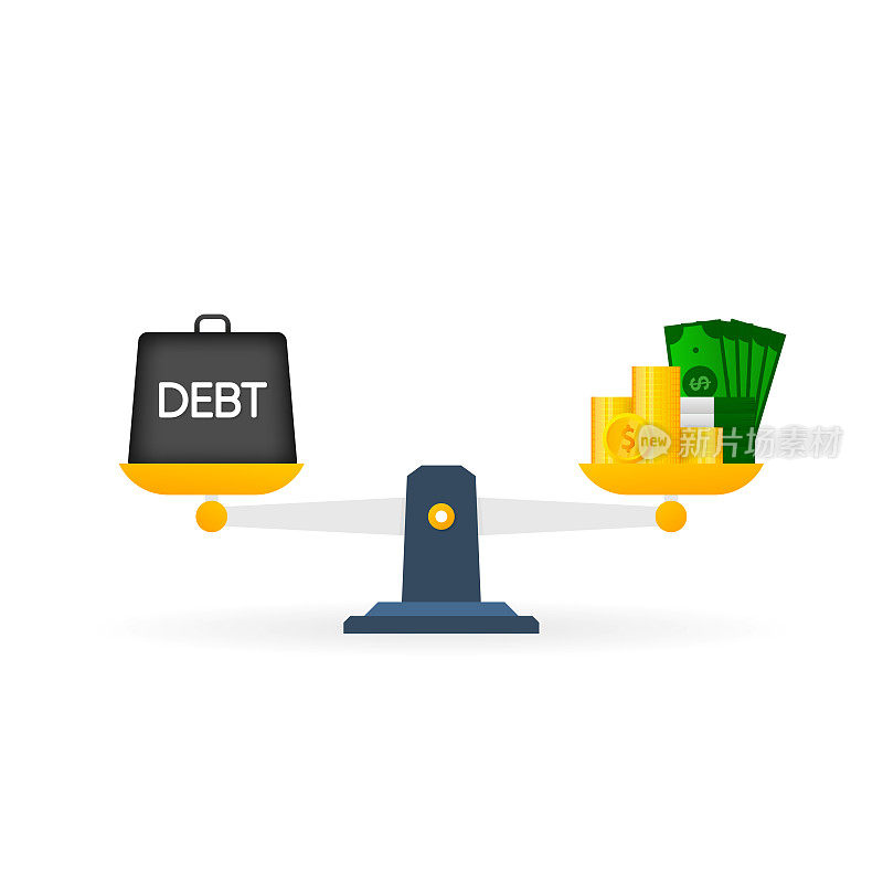 债务和信用，为你的事业奋斗。概念设计卡。矢量图