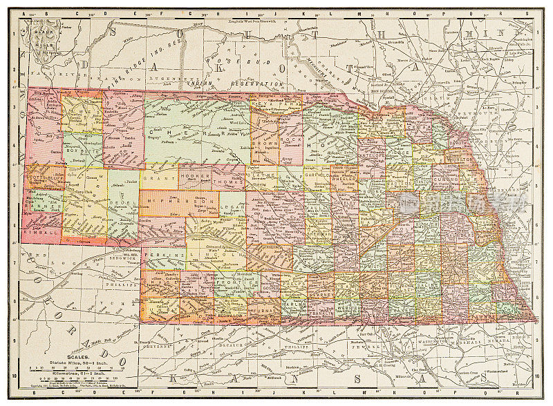 1899年美国内布拉斯加州地图