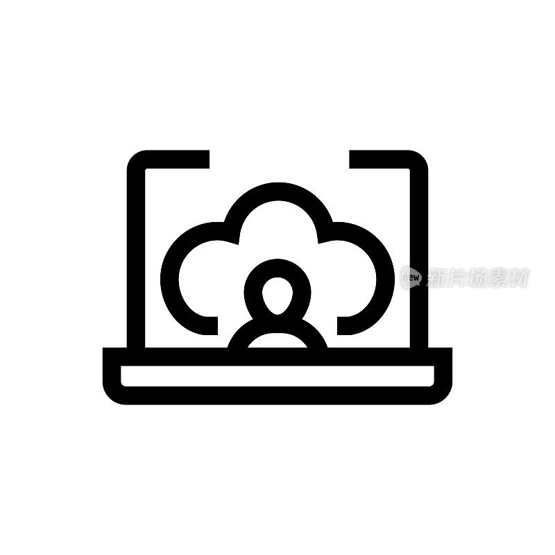 云计算线图标,设计,像素完美,可编辑笔触。标志、标志、符号。云技术,云服务。