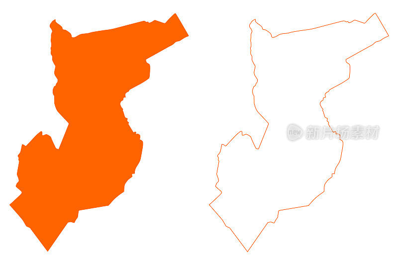 瓦尔肯斯瓦尔德市(荷兰王国，荷兰，北布拉班特省或北布拉班特省)地图矢量插图，涂鸦草图地图