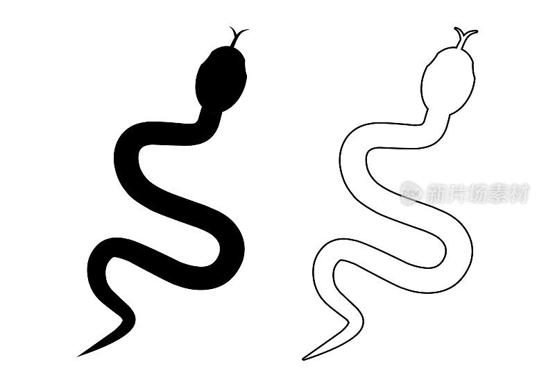 蛇图标设置孤立的白色背景