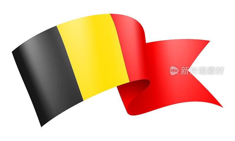 比利时国旗丝带-矢量股票插图