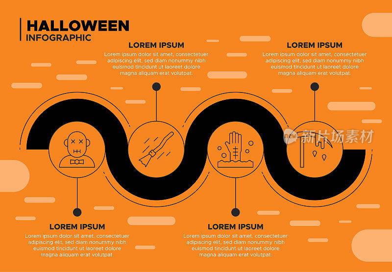 幽灵万圣节信息图表模板与幽灵和南瓜