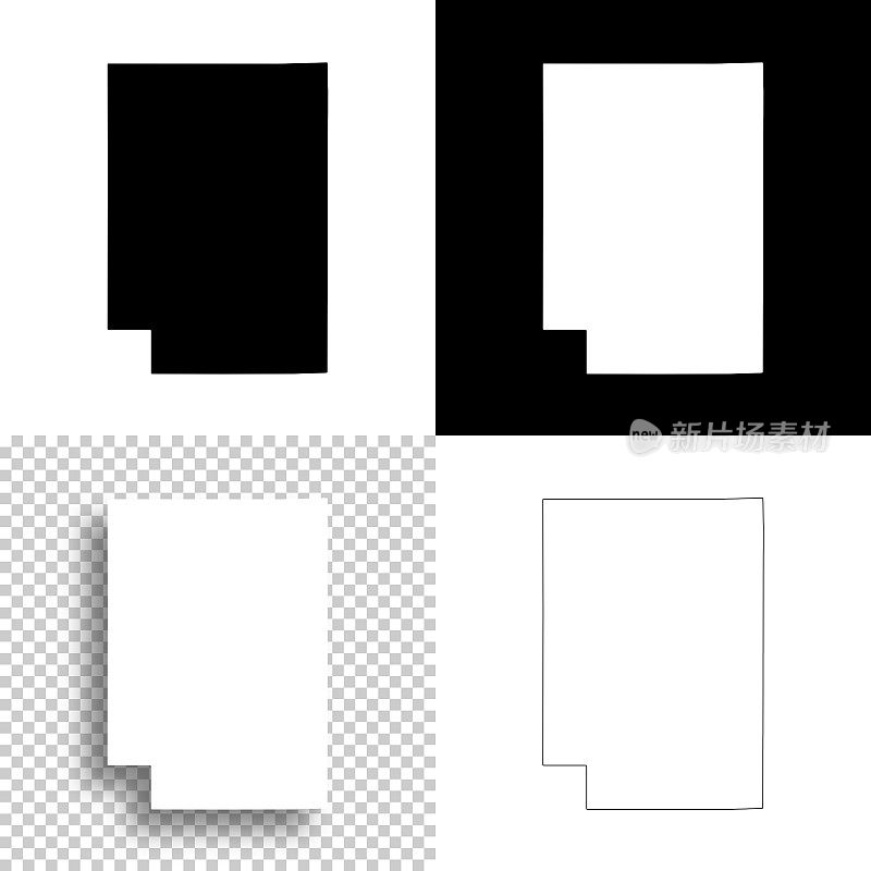 威斯康星州克拉克县。设计地图。空白，白色和黑色背景