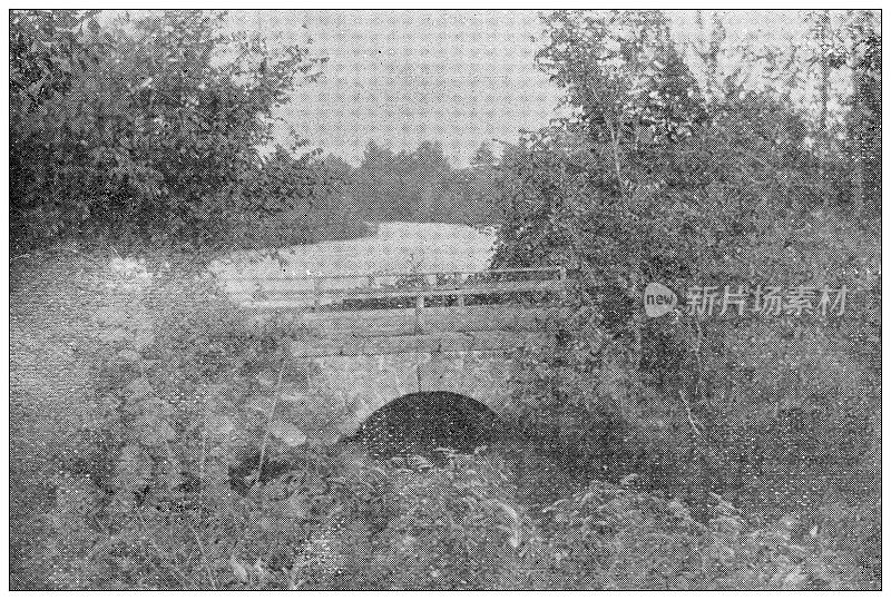 汉普顿县，马萨诸塞州的古董图像:斯普林菲尔德，16英亩，桥