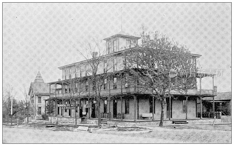 1898年，来自堪萨斯州劳伦斯的古董照片:圣达菲酒店