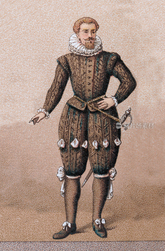 一位法国贵族的服装，16世纪末17世纪初，时装史