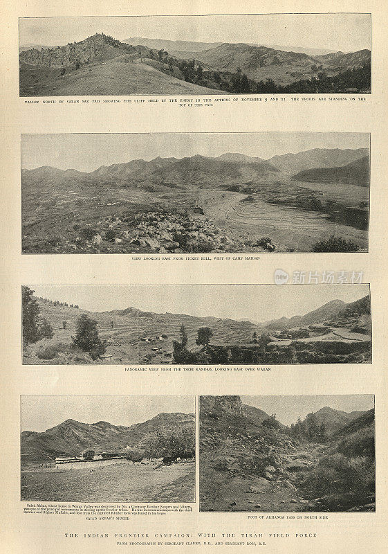 印度边境的场景，在提拉战役期间，1890年代，19世纪