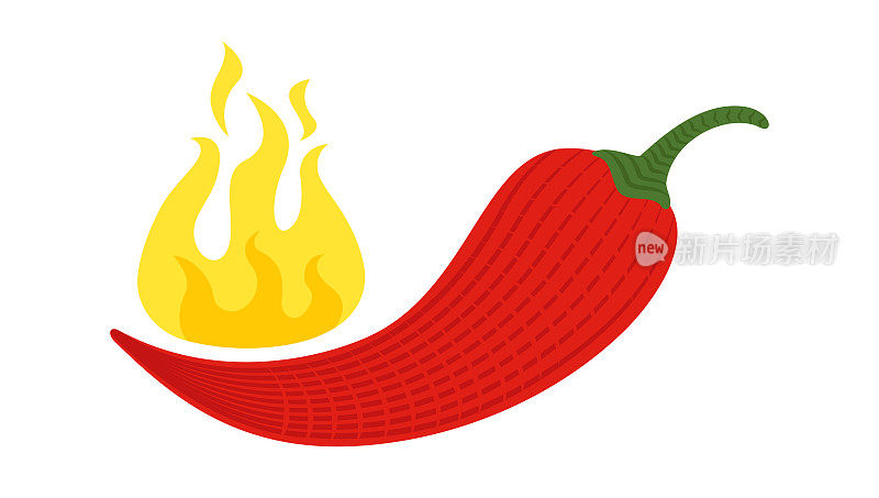 矢量插画的辣椒与火在雕刻风格。矢量图标的红辣椒辣椒孤立的背景在老式风格。额外的辛辣食物。